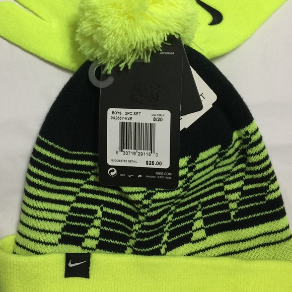 Boys Nike Beanie Gloves Youth Volt 